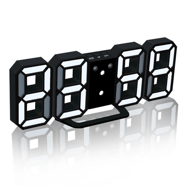 $US $9.86  3D LED Digital Clock Snooze Bedroom Desk Alarm Clocks Hanging Wall Clock 12/24 Hour Calendar Thermo