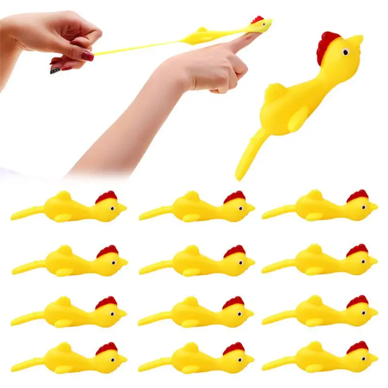 

3PCS Finger Birds Fun Novelty Toys Funny Joke Rubber Chicken Stretchy Flying Turkey Party Favors