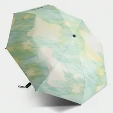 איורים של בנות להרים כוכבים נשים מתקפל נסיעות מטריית מטריית רוח עמיד נייד שמש גשום מטריות(China)