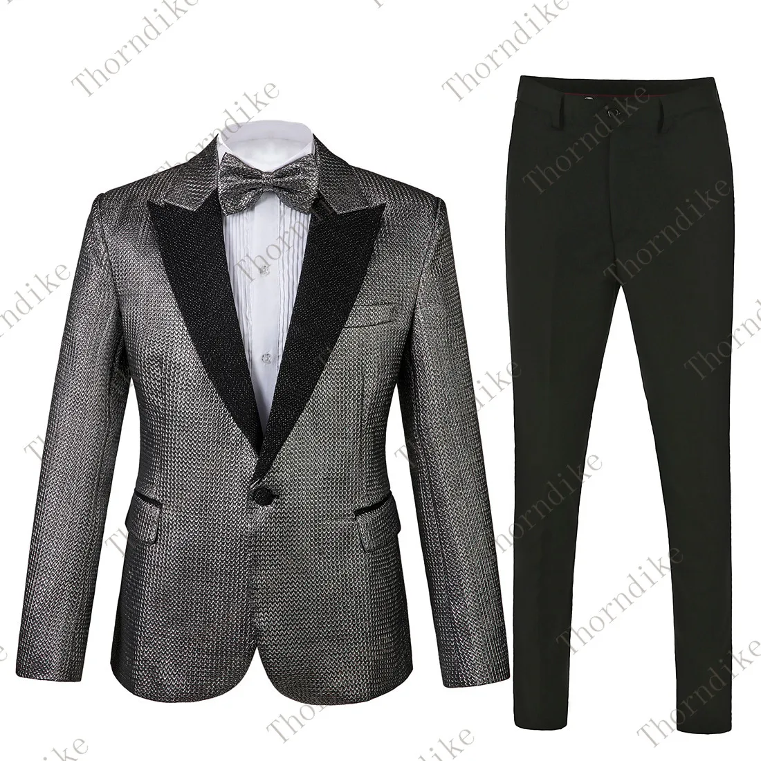 Trajes Para Hombre Slim Fit мужской костюм для свадьбы на заказ из 2 предметов мужские костюмы с брюками блестящий серый с черным костюмом жениха
