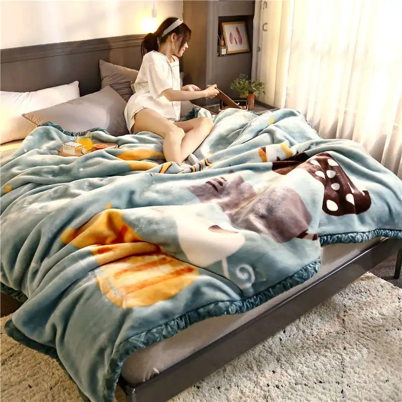Современное одеяло Raschel s, мультяшное теплое одеяло, утолщенное фланелевое одеяло, постельные принадлежности, диван, офисное одеяло для взрослых и детей, одеяло King size - Цвет: xyxw