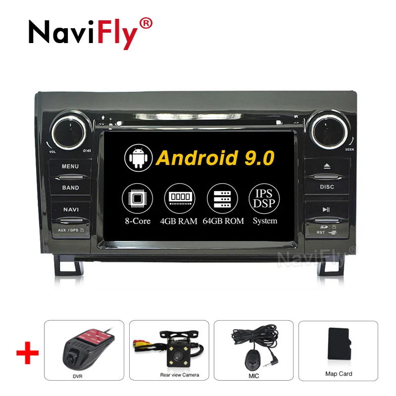 NaviFly ips DSP 4 Гб+ 64 ГБ Android 9,0 автомобильный dvd-радиоплеер для Toyota Tundra 2007-2013 Sequoia 2008- авто gps навигация wifi - Цвет: 4GB-64GB-CAM-DVR