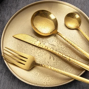 

24Pcs Shiny Effect Stainless Steel Cutlery kitchen Dinnerware Table Knife Fork Spoon Coffee Spoon
