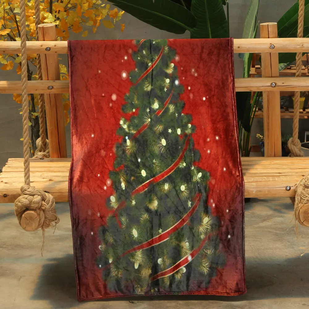 Рождественское покрывало с принтом 70X100 см фланелевый диван-кровать с тканевой обивкой одеяло простыня путешествия Рождество домашний декор - Цвет: G