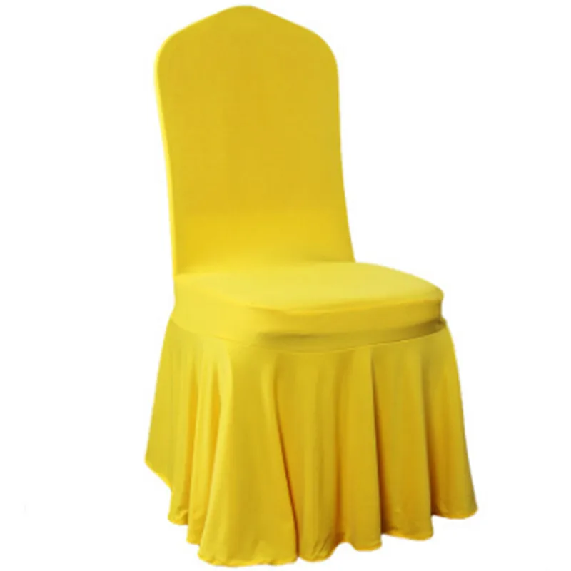 Yellow 100 шт. Эластичный Банкетный плинтус чехлы для стульев Swag нижняя часть спандекс лайкра свадебные чехлы для стульев украшения для дома отеля события - Цвет: Yellow