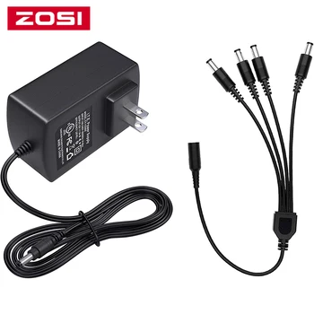 ZOSI CCTV 보안 카메라용 DC 전원 분배기, 1-4 웨이, 12V 2A, 100V-240V AC-DC 전원 공급 어댑터