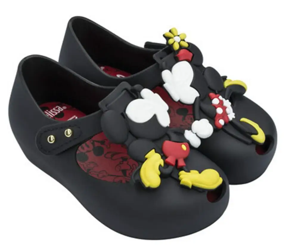 Черный Обувь для девочек; Летняя обувь с рисунком Минни Маус; прозрачная обувь; сандалии для девочек; Нескользящие Детские сандалии; сандалии для малышей - Цвет: Черный