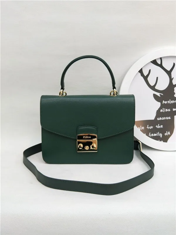 FURLA Bolsos originales para mujer, parte superior de cuero de alta  calidad, Color verde oscuro, tamaño 23cm x 17,5 cm x 8cm| | - AliExpress