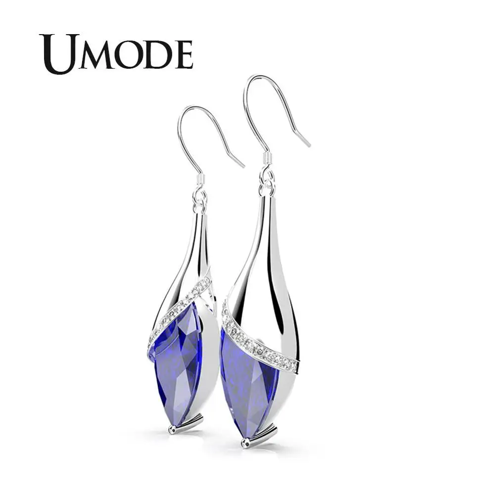UMODE корейские Винтажные висячие серьги Элегантные cz, висящие сережки трендовые индийские модные ювелирные изделия женские аксессуары UE0598