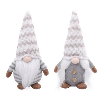 

Handmade Christmas Doll Santa Claus Doll Plush Knitted Cloth Doll Christmas Decoration White Beard Faceless Doll Christmas Gift
