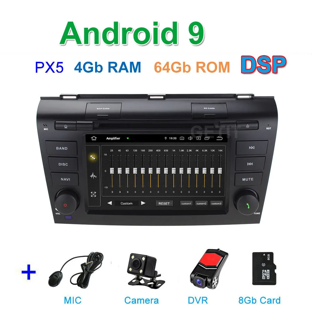 DSP PX5 CAM DVR SD DSP 64G PX6 Android 9 автомобильный DVD видео стерео радиоплеер gps навигация для Mazda 3 мазда3 2003~ 2009 - Цвет: DSP PX5 CAM DVR SD