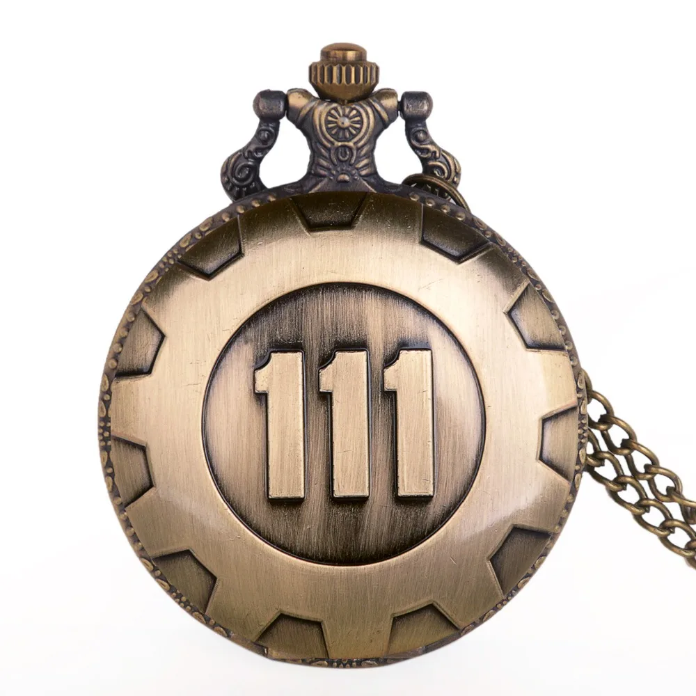 Горячая Распродажа бронзовые медные игровые Fallout 111 кварцевые карманные часы Аналоговые в виде кулона мужские часы для женщин и мальчиков подарок