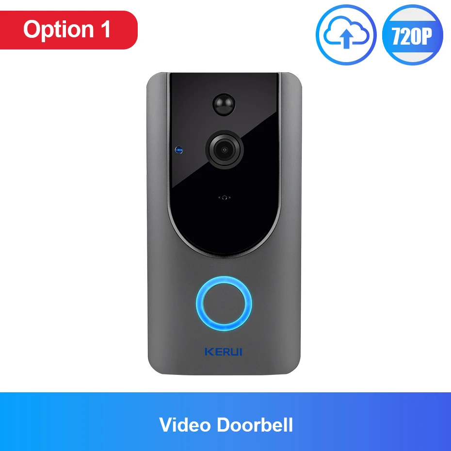 KERUI 720P Video Doorbell Camera Intercom Battery-Powered Doorbell Wireless Chime IP Wifi Home Security Camera Phone Sensor