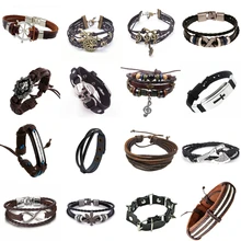  Unisex Metal Stud Spikes Rivet PU Leather Biker Wristband Wide Cuff Punk Rock Bracelets Bangles For Women Men 