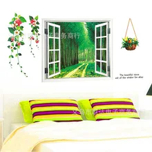 Год три поколения съемные наклейки на стену Library гостиная украшение поддельные окна настенные наклейки с пейзажами оптом AY