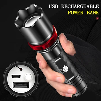 

ZHIYU Portable LED Flashlight T6 Lamp Beads 3 Lighting Modes Lantern Bike Light Camping Torch USE Built-in Battery Be Power Bank