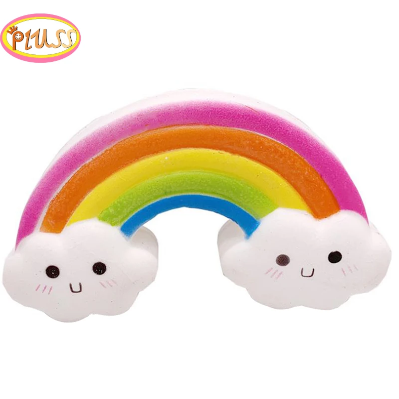 

Jumbo Kawaii Smiley Rainbow Squishy Slow Rising Simulation Bread Cake Squishies Soft Scented Stress Relief Squeeze Toys For Kids