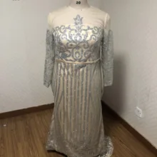 Bling Bline размера плюс вечернее свадебное платье; robe de soiree элегантная форма Платье с длинными рукавами реальные изготовление под заказ Дешевые вечернее платье с