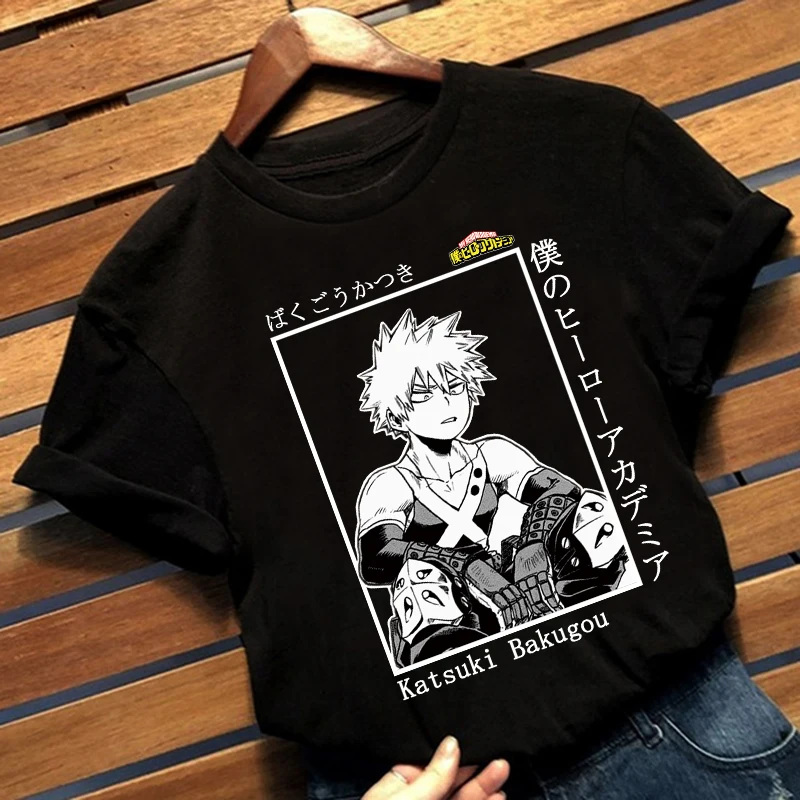 My Boku No Hero Academia Katsuki Bakugou Print Harajuku Top Women's T-shirt Casual ladies basic O-collar Short Sleeved T-shirts bulk t shirts