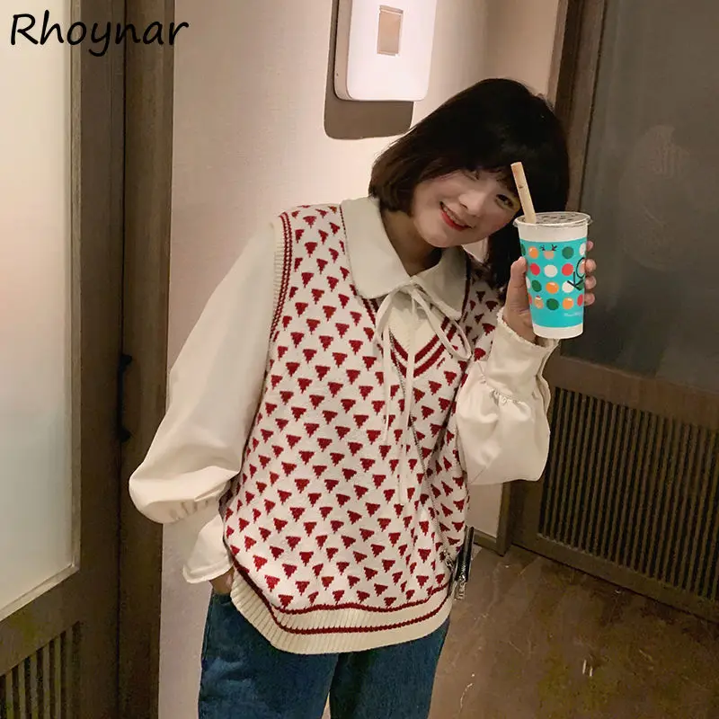 

Sweater Vest Women Loose Girls Sweet V-neck Casual Clothing Spring Cozy Tender Harajuku Vintage Ins Chic New Fashion Basic Daily