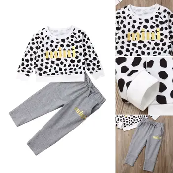 

Fashion Toddler Kids Baby Girls Clothes Long Sleeve Sweatshirt Leopard Print Tops+Pant Leggings Outfit Set
