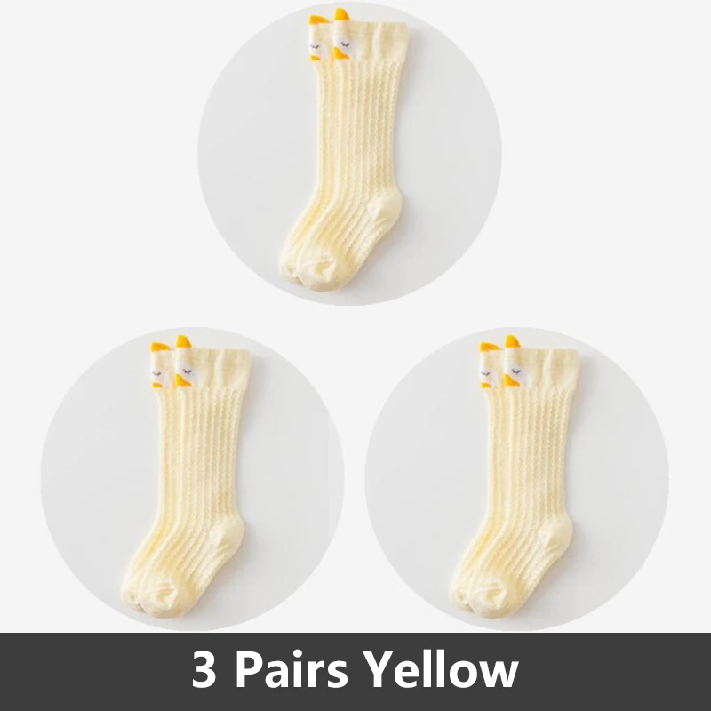3 Pairs Yellow 3 пары, милые хлопковые носки для малышей гольфы для маленьких мальчиков и девочек дышащие гетры для новорожденных, носки для малышей От 0 до 5 лет - Цвет: 3 Pairs Yellow