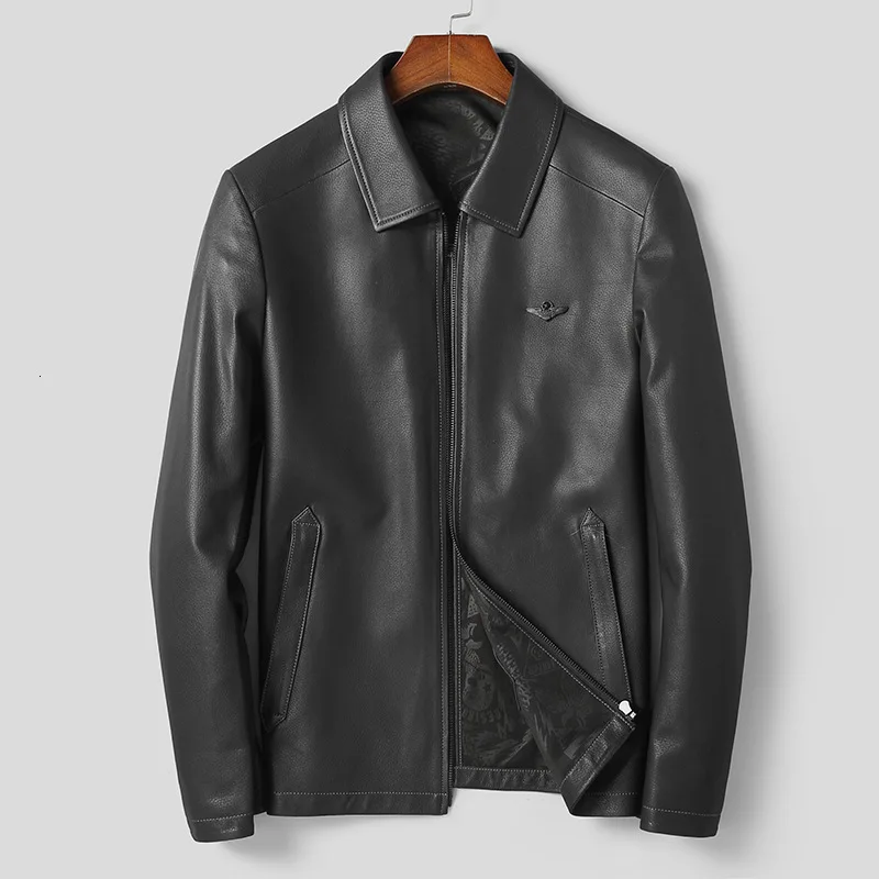 

Genuine Leather Leather Clothing Male Goat Skin Locomotive Jacket Single Skin Lapel Leisure Time Season Loose Coat