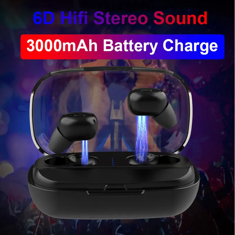 TIANENHUI Bluetooth наушники 5 0 TWS шумоподавление Беспроводная гарнитура 6D стерео Mic 3000 mAh