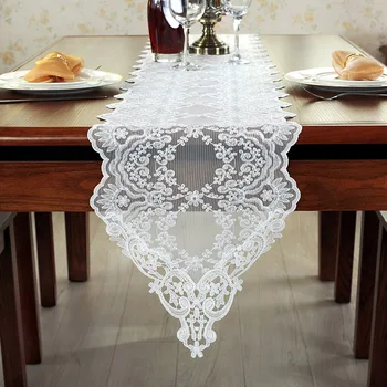 

Simple European-style Table Runner Lace Tablecloth Coffee American White Caminos De Mesa Modernos Table Runner for Wedding