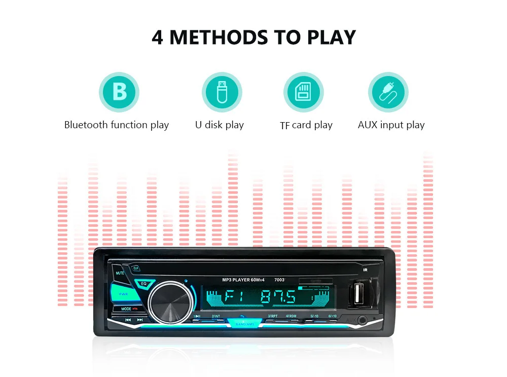 Автомобильный MP3-плеер Bluetooth 3,0 Мультимедийная система 87,5-108,0 МГц fm-радио USB интерфейс с подсветкой с пультом дистанционного управления