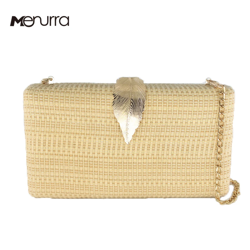 Fashion Straw Women Clutches Purses and Handbags Small Evening Clutch Bag Ladies Chain Shoulder& Crossbody Bags