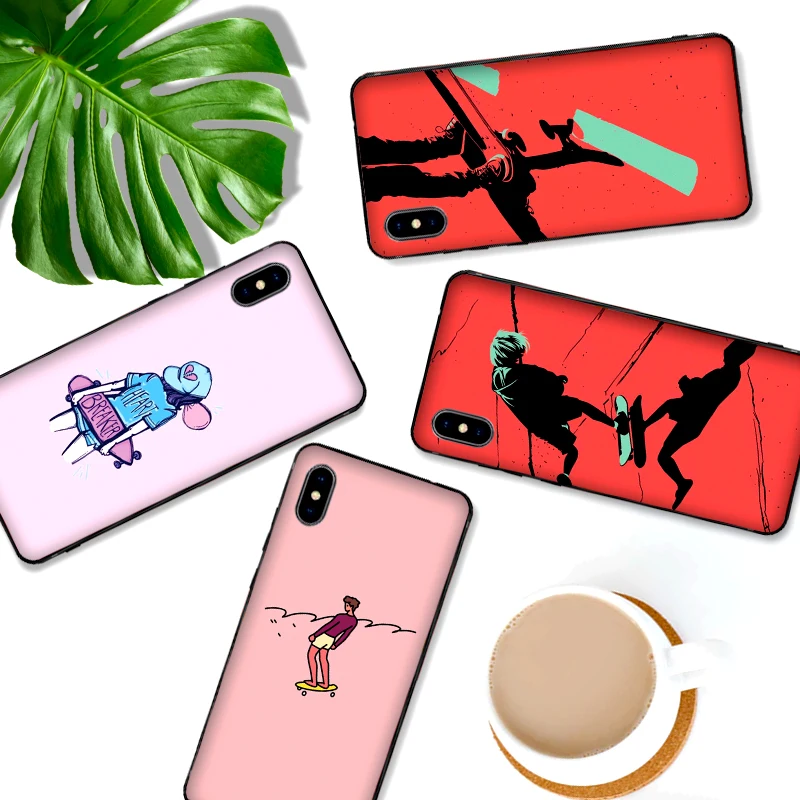 Мягкий силиконовый чехол для телефона iPhone XR TPU 5 5SE 6 6S 7 Plus 8Plus XS X Xr Max 9 Coque скейтборд |