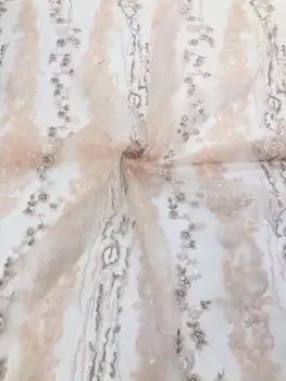 

yaking-59.6816 embroidered Mesh Tulle fabric Factory price sequins Nigerian lace fabrics