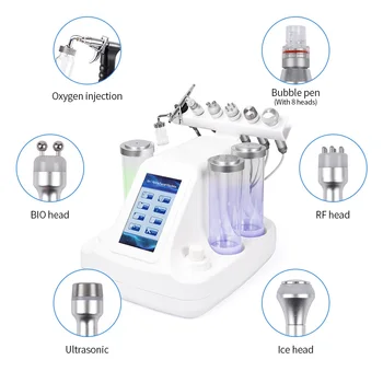 

6 In 1 Small Bubbles Ultrasonic RF Hydra Deep Facial Ance Pore Cleaner Facial Massage Machine BIO Light Skin Care Device