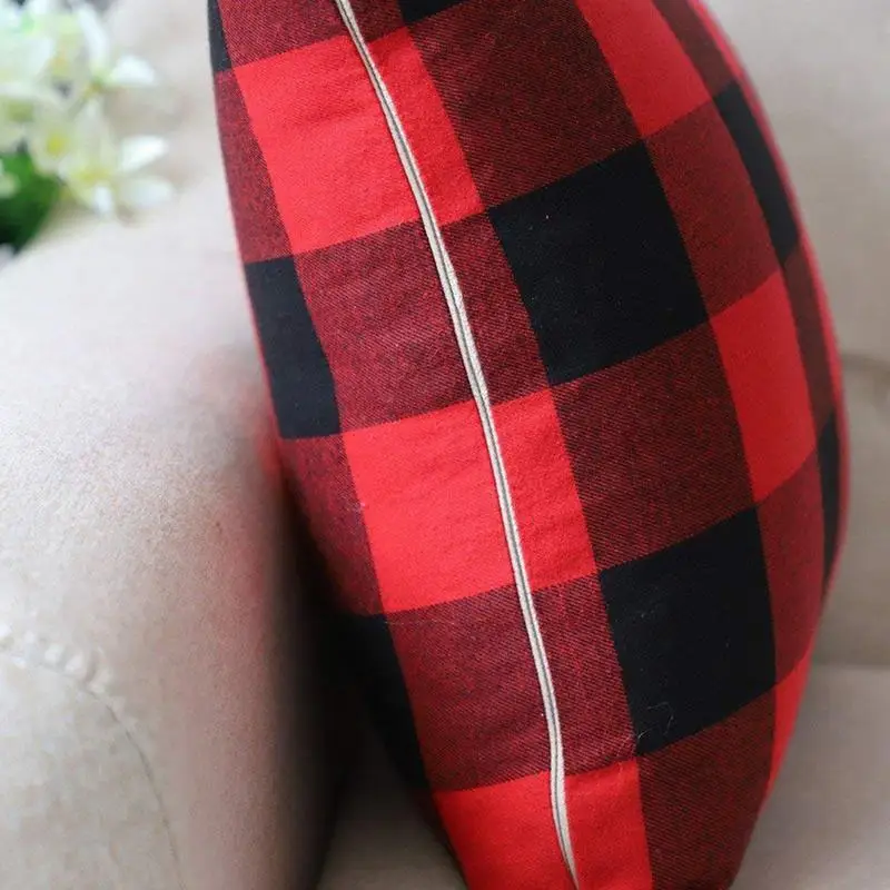 Christmas Red and Black Plaid Throw Pillow Case Holiday for 18 x 18 Inch Set of 2