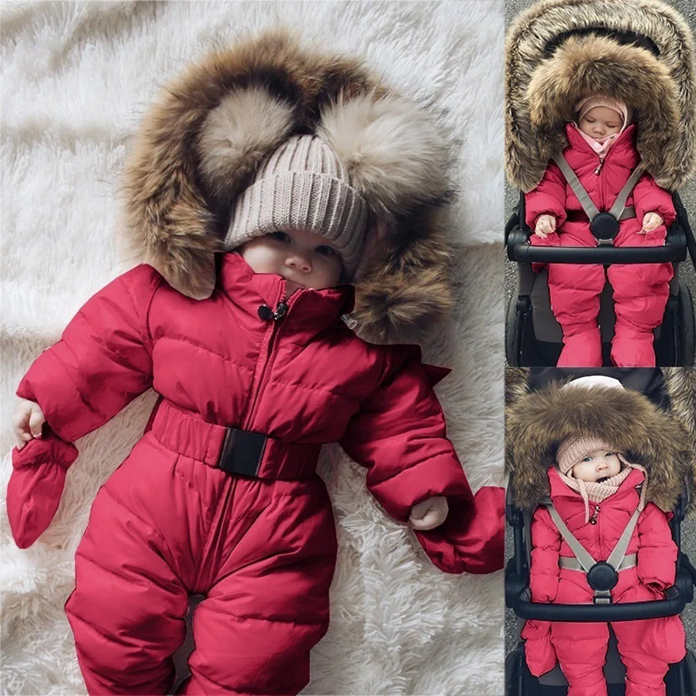 Новинка; детская хлопковая куртка с длинными рукавами; Однотонный комбинезон; зимний комбинезон для девочек; теплый комбинезон с капюшоном; плотное пальто