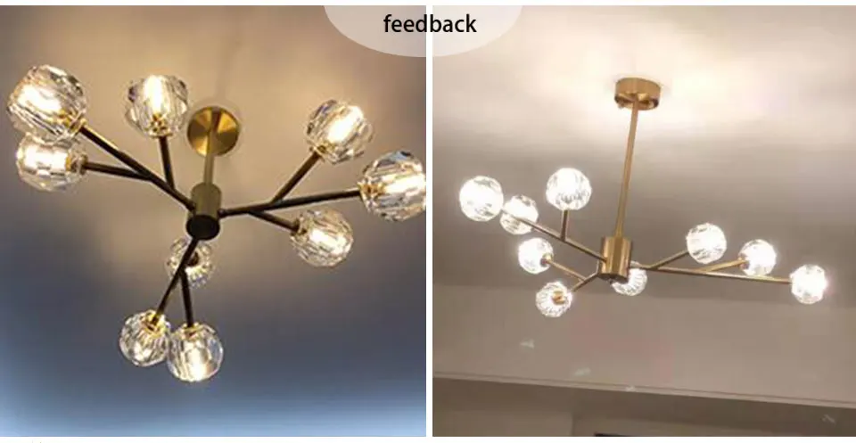 Post modern light luxury all copper living room chandelier simple crystal light dining room bedroom atmospheric molecular light
