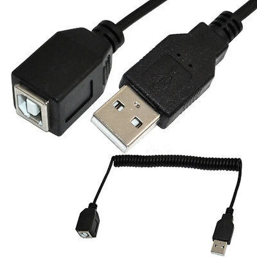 5Ft 1,5 m USB 2,0 A штекер к USB B Женский Джек удлинитель змеевидная спираль кабель