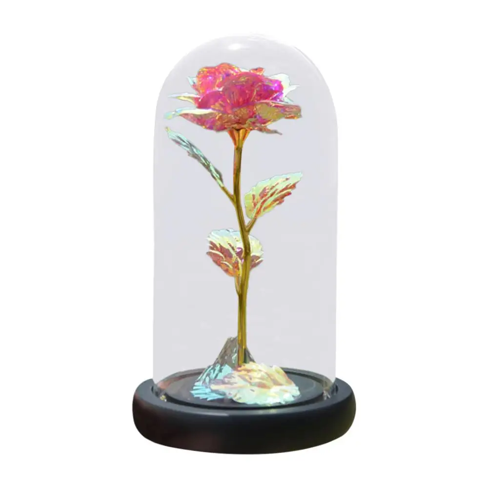 Valentines Gift Romantic Glass Colorful Eternal Flower Wedding Party Decoration Home Holiday Gift#2D06 - Цвет: Красный