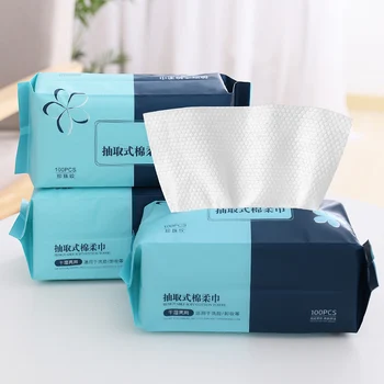

100Pcs Decimation Style Travel Cotton Disposable Wash Towel Soft Clean Beauty Towel Uncompressed Wet and Dry Towel