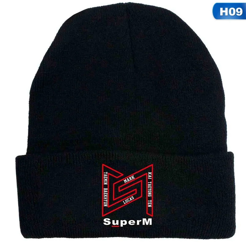 Осень зима мужская женская мода KPOP Super M Fans Hat djustable Skullies& Beanies