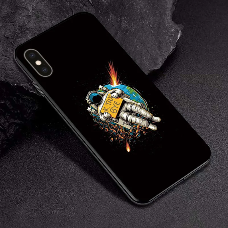 Черный чехол из ТПУ для Apple iPhone X XR XSMax 11 чехол Модный мультяшный астронавт для Apple iPhone 6 6S 7 8 Plus чехол для телефона бампер - Цвет: TPUBLK554