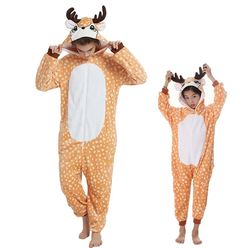 Christmas deer Костюм единорога унисекс для взрослых, фланелевый Костюм кигуруми в стиле аниме на Хэллоуин, женский комбинезон - Цвет: Christmas deer
