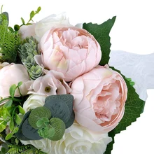 Свадебный букет невесты, 9,8 дюймов Свадебный букет невесты, свадебный букет, Имитация натурального джута, хрустальные свадебные вечерние часы