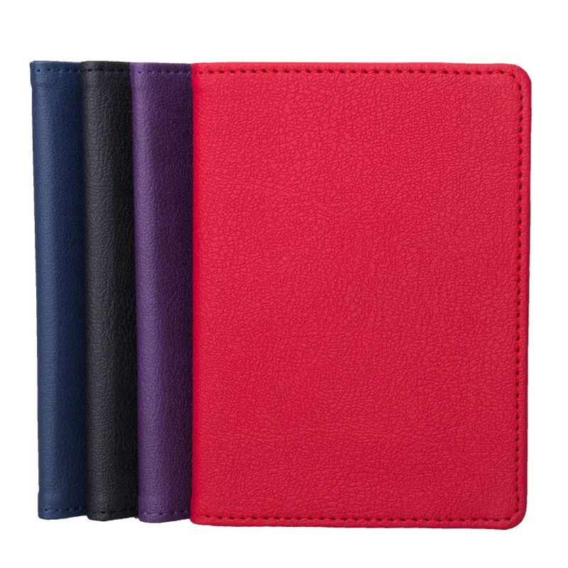 

Solid Color Travel Passport Holder Cover ID Card Ticket Pouch Bag Protector PU Leather Credit Card Red Blue Bags Cover Hot
