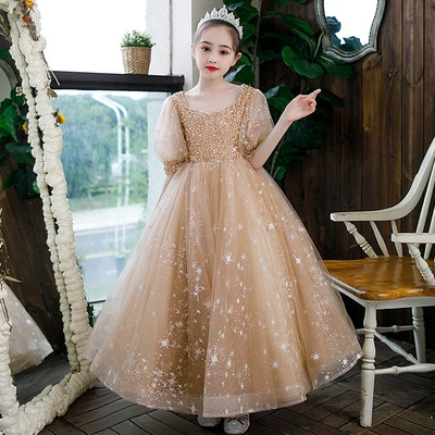 Pink Satin Bowknot Little Girls Pageant Dresses 2021 Sheer Neck Short Puff  Sleeved Sequins Beaded Long Court Train Formal Party Gowns Kids Flower Girl  Dress AL9172 From Allloves, $124.53 | DHgate.Com