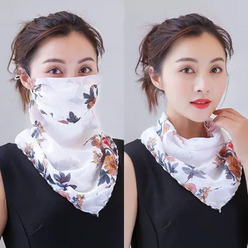 

1 Pcs Summer Sun Protection Facemask Women's Scarf Chiffon Outdoor Driving Cycling Masks Sunshade Neck Sunscreen Mask Silk