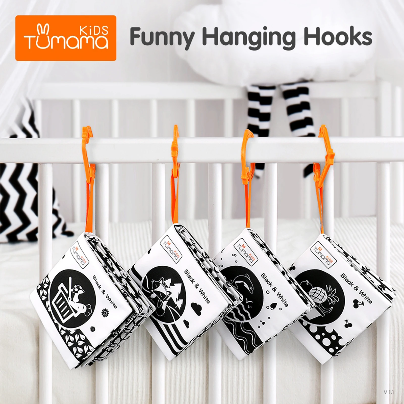 4 Pieces Non-toxic Fabric Baby Soft Books Black and White Books for Infants Boys and Girls Early Educational Development Toys