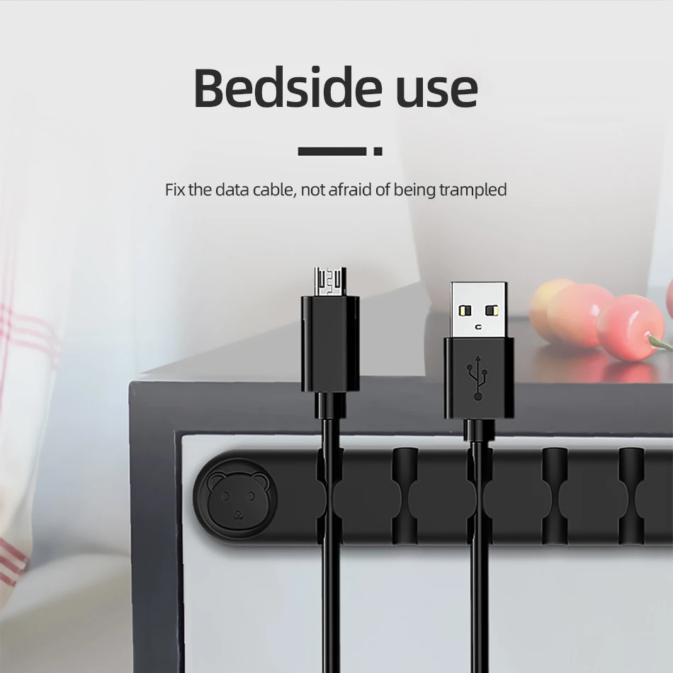 !ACCEZZ 6-Holes Cartoon Cable Organizer Holder Wire Winder Cord Silicone Clip Cables Protector Line Desktop Management Organiser (3)