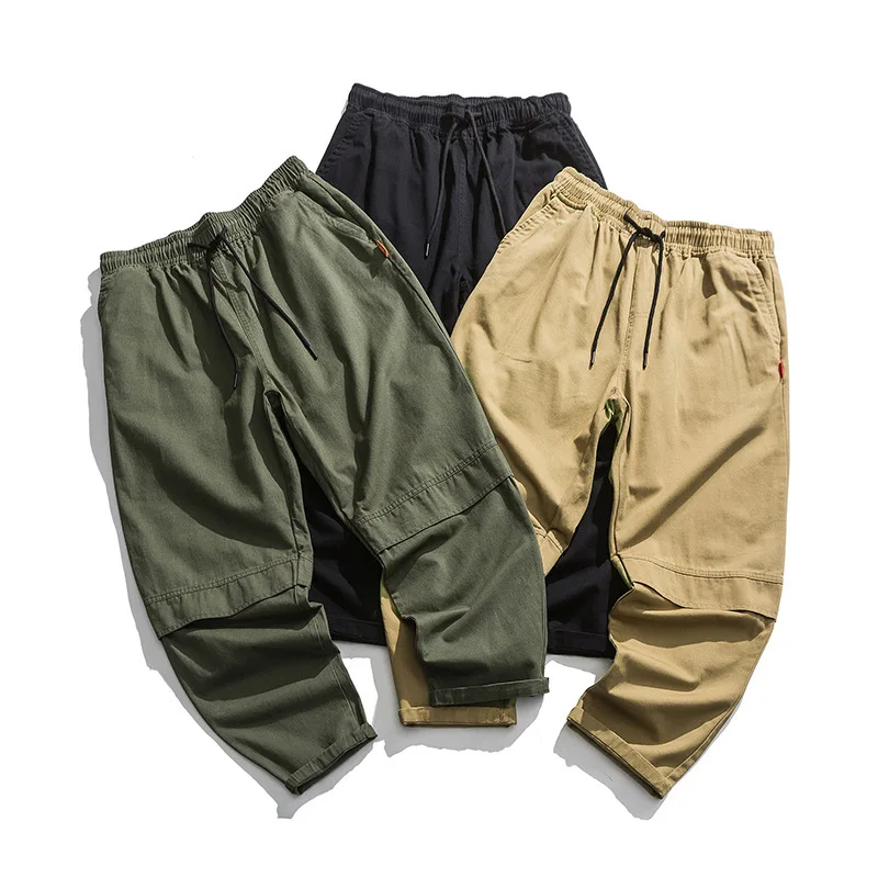 

Panda Stock 2020 Spring New Style Knee Leaflet Design Solid Color Casual Pants Men's Loose-Fit Versatile Pants Men's